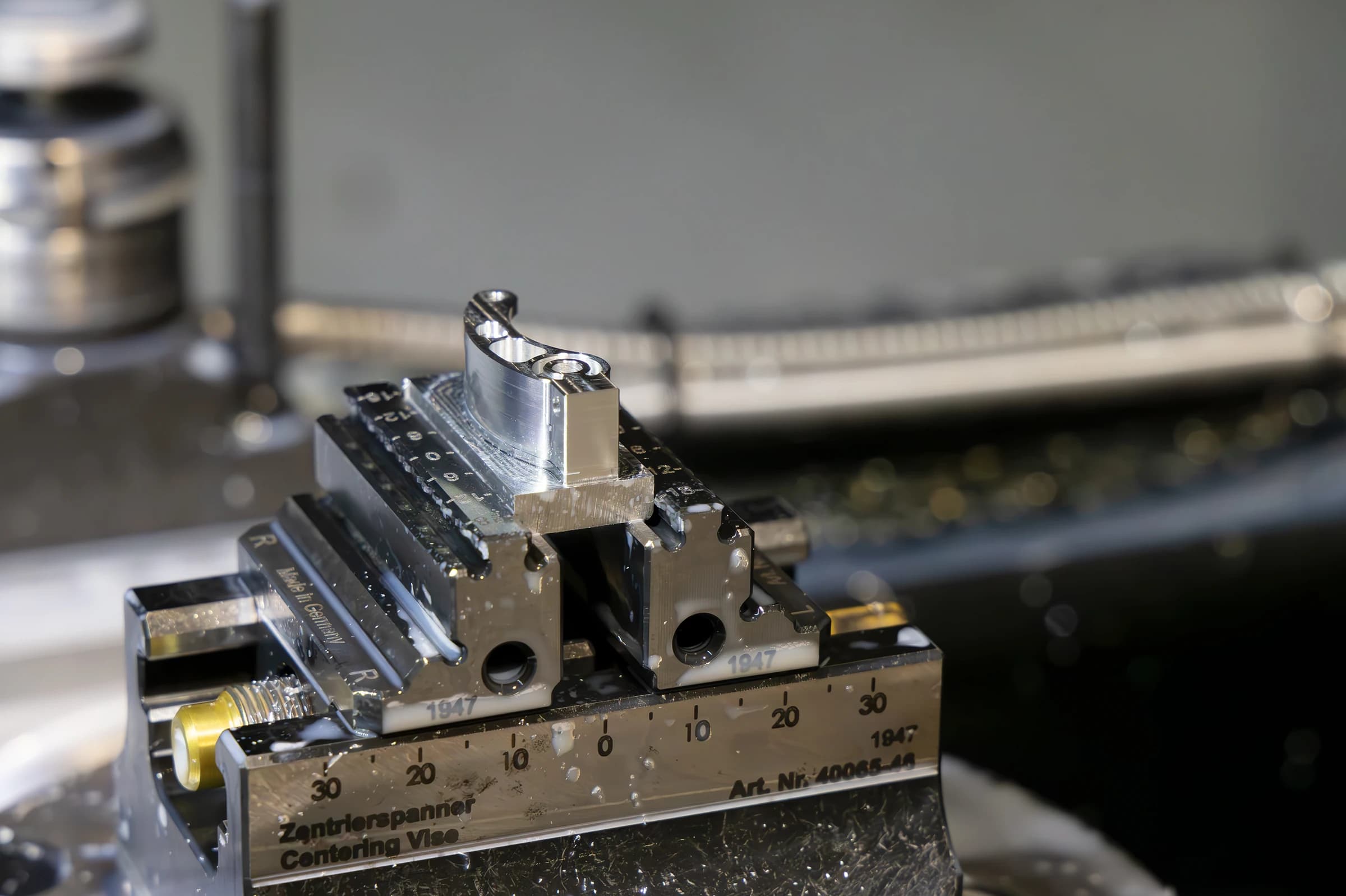 Machined part in a machine fixture